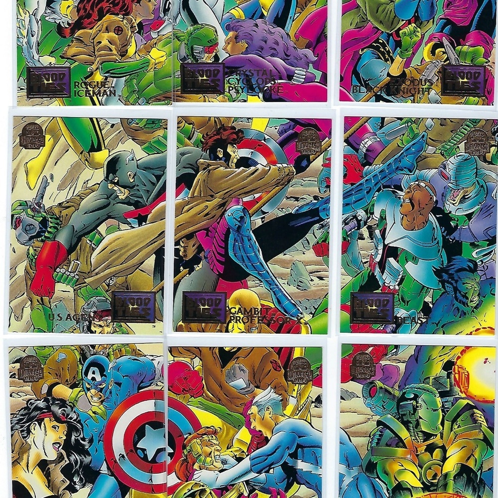 Marvel Universe Trading Cards Blood Ties Full Set of 9 - 1993